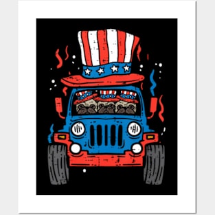 Pugs Monster Truck Us Flag 4Th Of July Fourth Toddler Boys Posters and Art